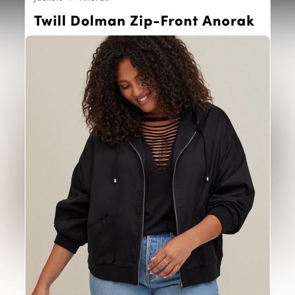 TORRID TWILL DOLMAN ZIP-FRONT ANORAK Torrid Brand - Picture 1 of 5